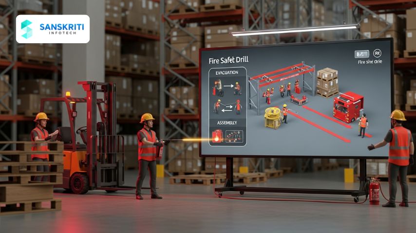 Warehouse Fire Drill Animation